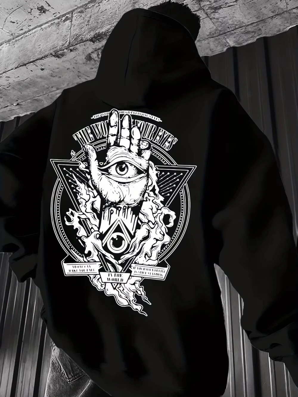 

2025 American Autumn New Men's Totem Printed Micro Elastic Comfortable Hoodie Outdoor Street Style Clothing