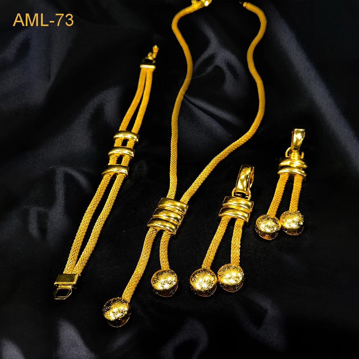 Fashion Dubai Gold Color Jewelry Sets For Women African Indian Party Wedding Ball Tassel Long Necklace and Earrings Set Gifts