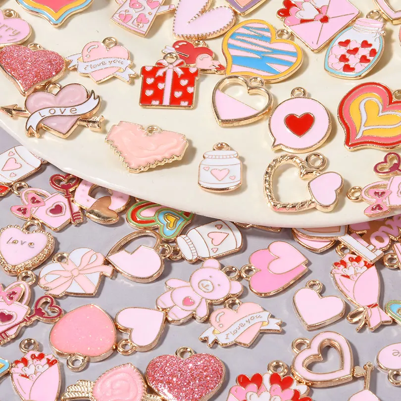 

10/20/30Pcs Pink Love Gift Chocolate Design Creative Versatile Random Mix Alloy Pendant Hot Sale DIY For Jeweley Making Supplies