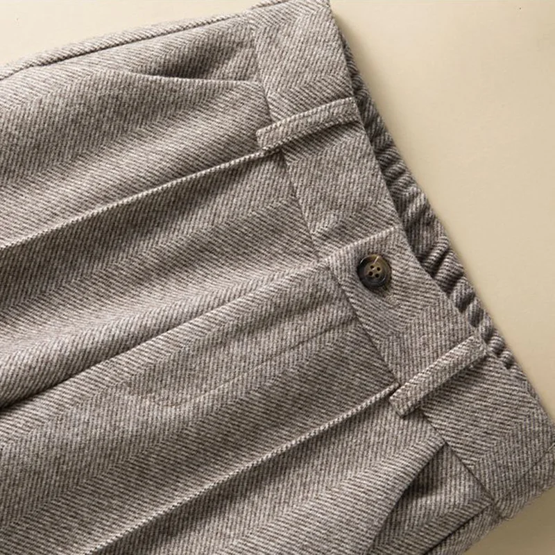 Woolen Herringbone Harem ดินสอเอวสูงเกาหลีแฟชั่นผู้หญิงกางเกง Casual Office Lady กางเกงหนากางเกงสําหรับสตรี