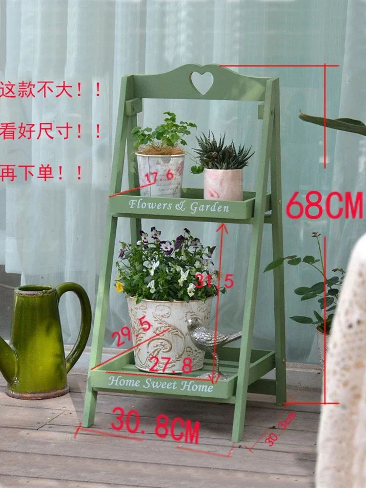 

American retro solid wood flower stand several steps floor-standing multi-layer square storage shelf balcony flower stand