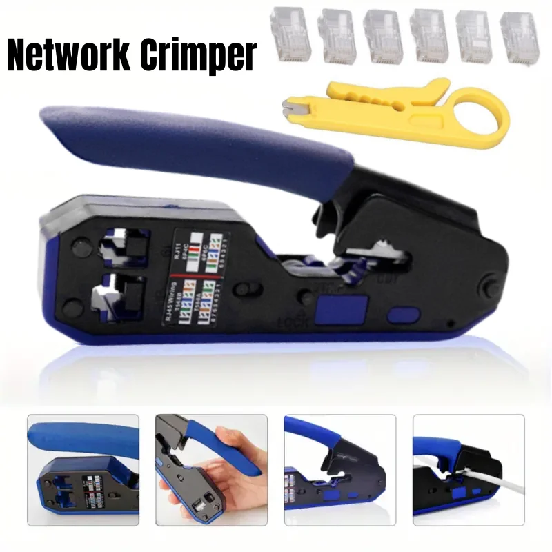 1pc RJ45 Crimp Tool All-in-One Network Crimper Crimp Tool Kit Network Cable Tester Wire Stripper Connectors Protective Cover