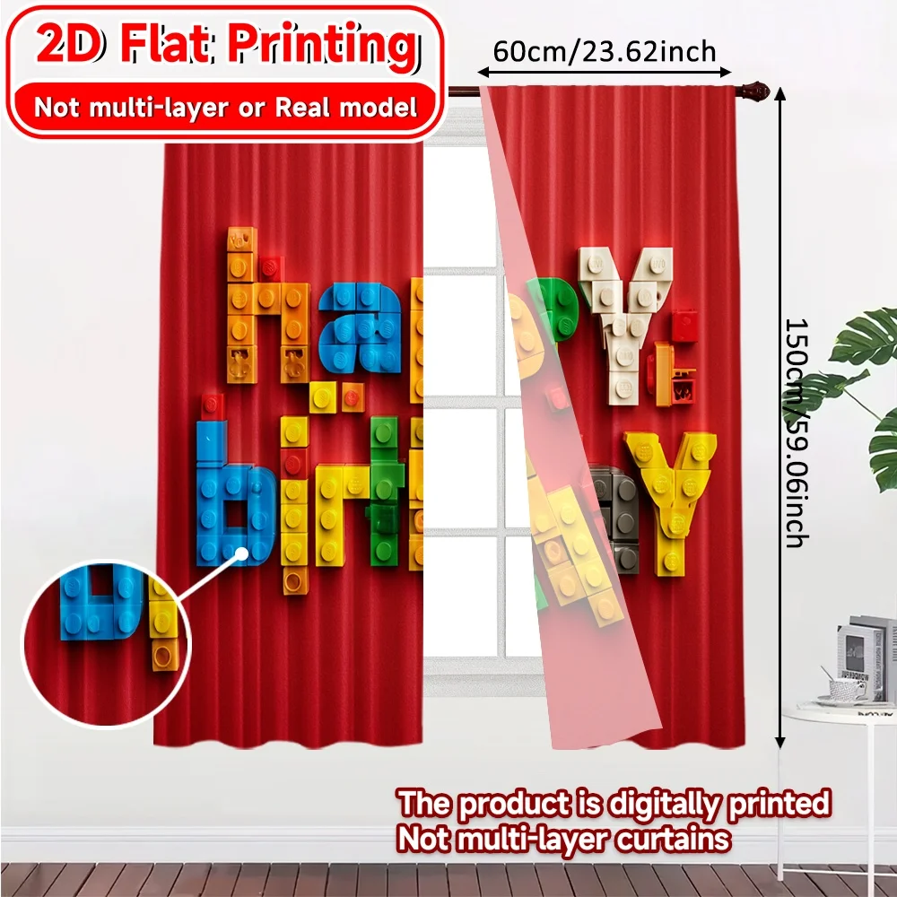 2D Flat Printing,2pcs Colorful Celebration Contemporary Modern Curtains Prints Light Filtering Curtains Art Deco Festive for