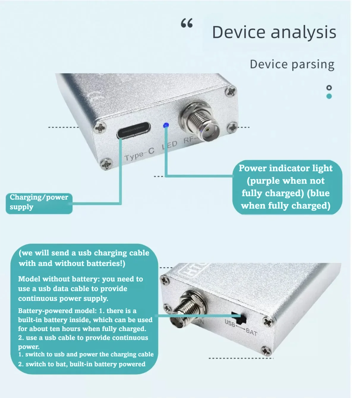 HTOOL HT004/HT004A Geräuscharmer Verstärker 100kHz-6GHz Breitband-Signalverstärker LNA 20dB 35dB Verstärkung Vorverstärker für Autoradio GPS SDR – Detail 11