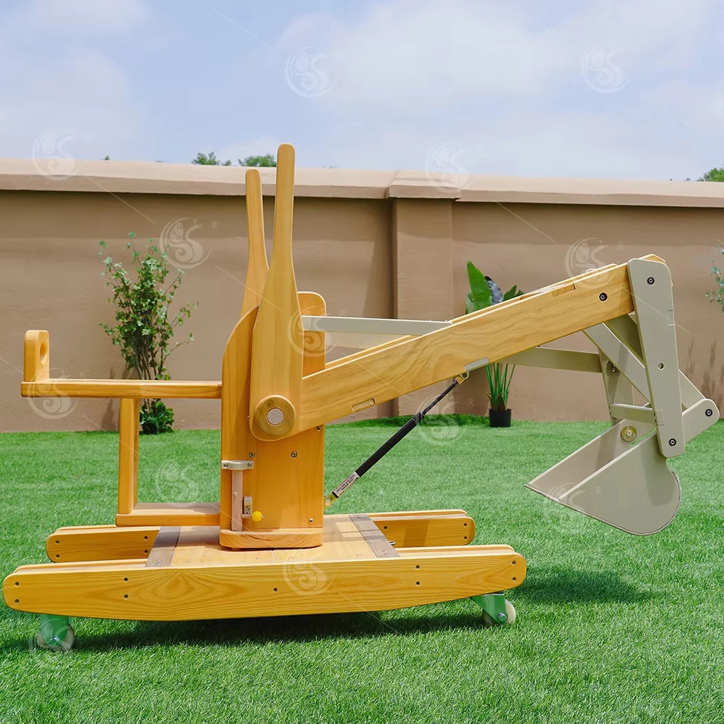 Outdoor Wood Furniture Excavator Toy For Kids Educational Playground Construction Vehicle For Toddlers Preschool Montessori