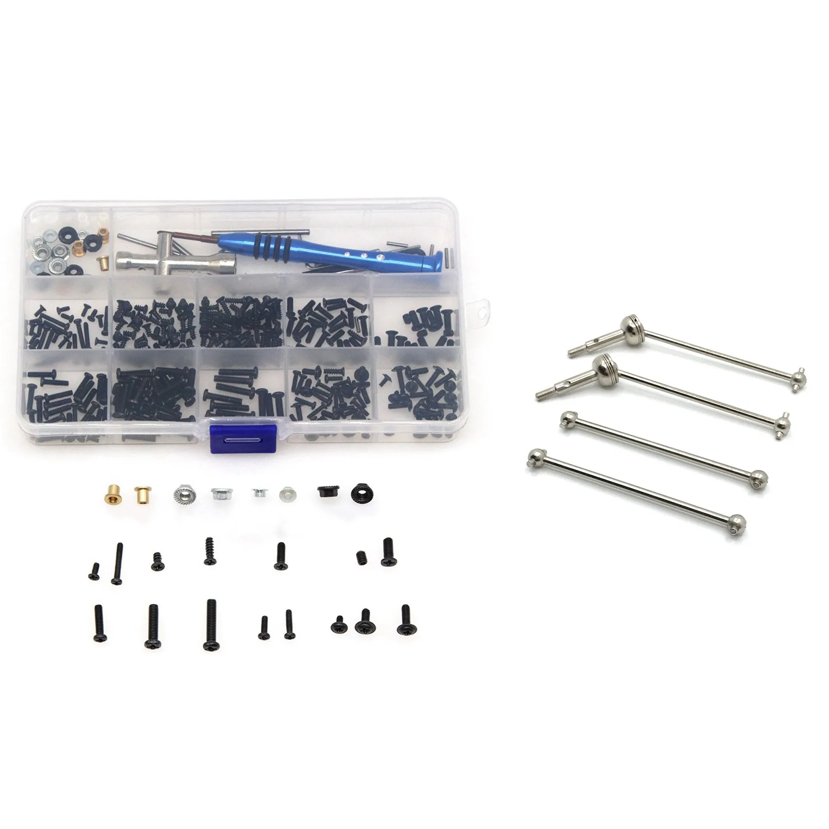 

B05B-2 Set RC Car Part: 1 Set M2 M2.5 M3 Screw Fastener Kit Cross Sleeve Hex Wrench Swing Arm Screws & 1 Set Rear Dog Bone