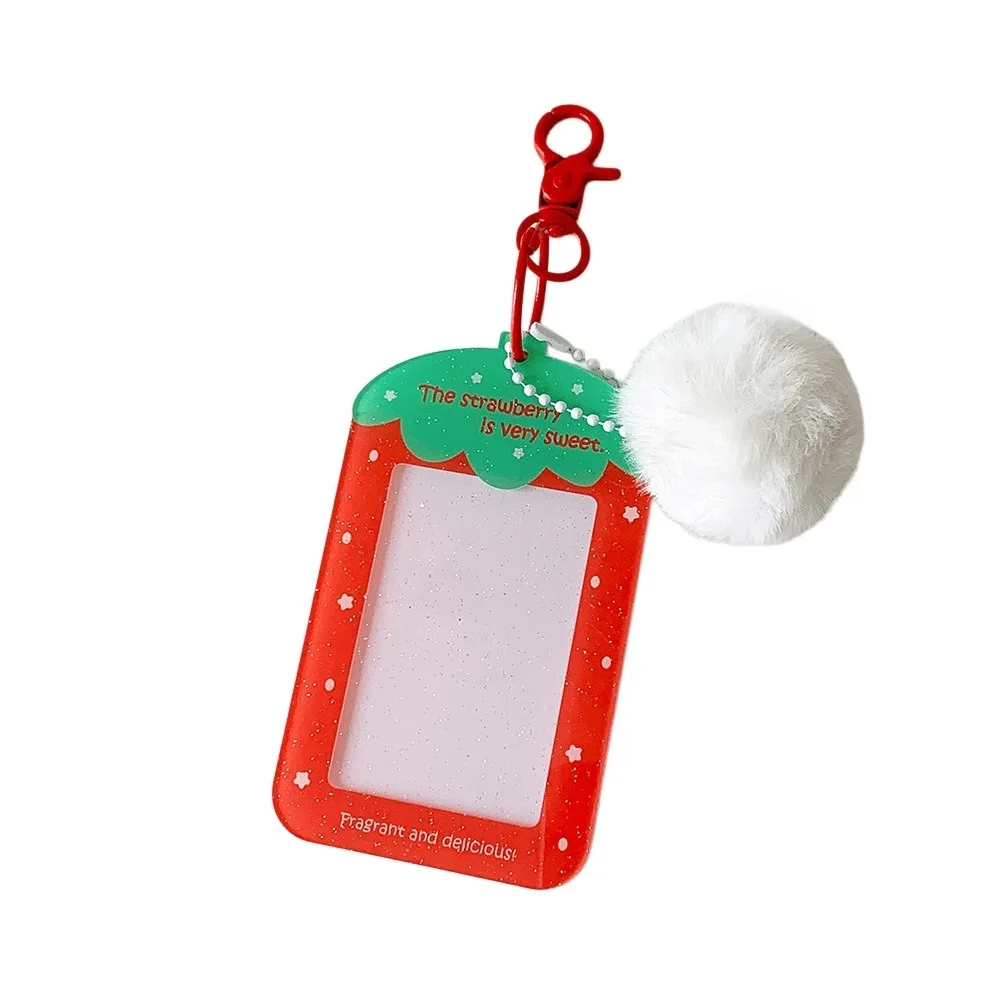 with Keychain Acrylic Photocard Holder Card Cover Plush Ball Pendant Photo Photocard Frame Hanging Decoration Picture