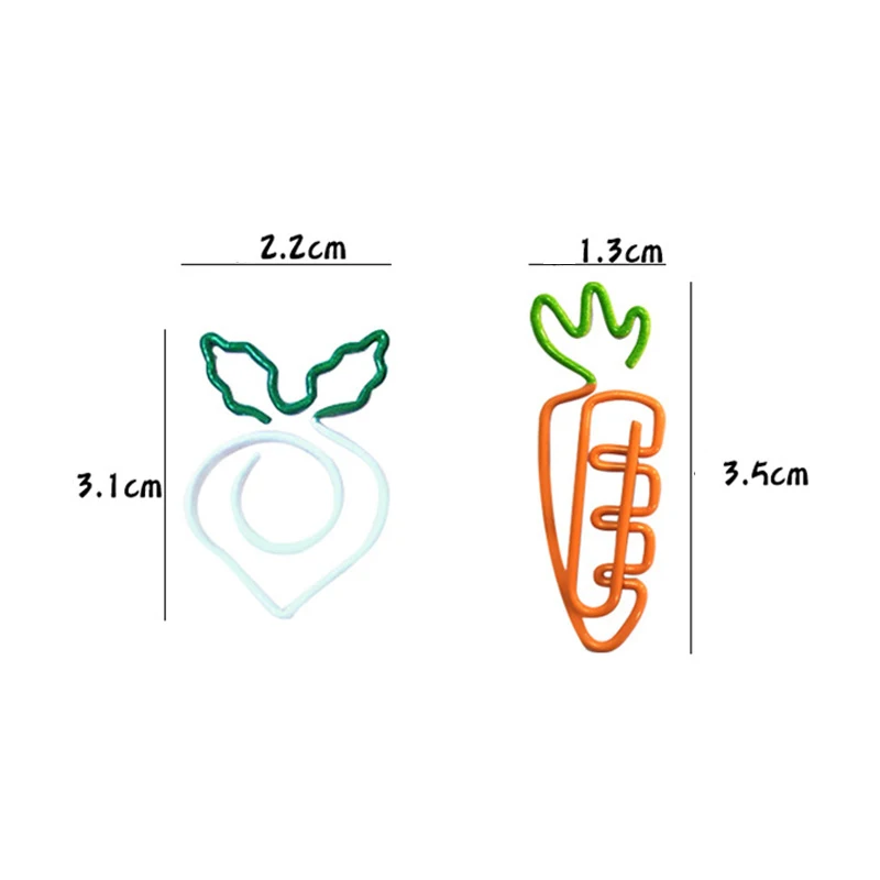 File Memo Clip Metal Bookmark Decorative Carrot Peas Shaped Mini Cartoon Vegetables Mini Paper Clip Simulation White Radish