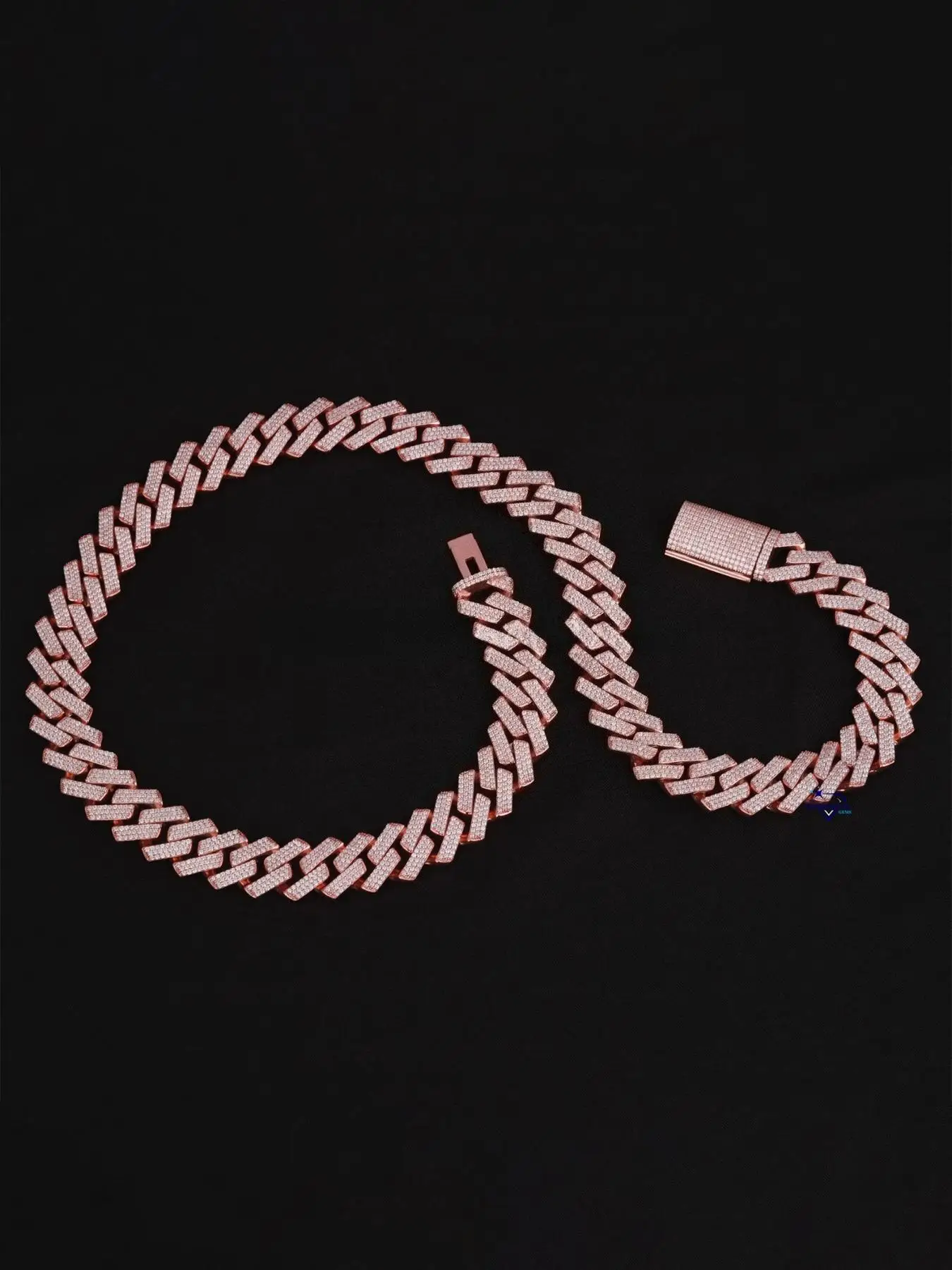 Frozen Full Diamond Three Rows 20mm High Quality Hip Hop Rap Style Luxury Rose Gold High Precision Large Weight Rapper Jewelry
