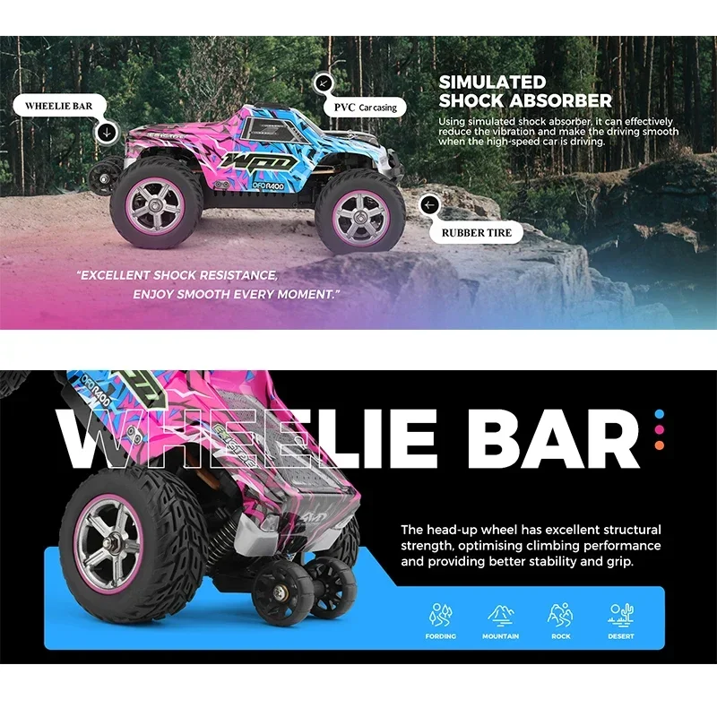 WLtoys 204006   1:20 Samochód zdalnie sterowany 2.4G 4WD z oświetleniem LED Drifting Car 50KM/H Pojazd terenowy Zdalnie sterowany samochód Zabawka