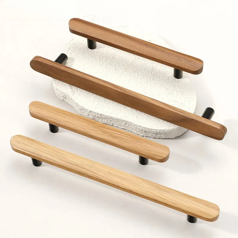 Modern Simple Walnut Wood Handle for Cabinet Drawer TV Stand Bookcase Coffee Table Wardrobe Door High End Furniture Knob