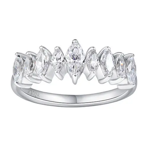SONGYUN High Carbon Gemstones Jewelry High‑end Marquise‑cut Eternity Ring, Niche Solid‑silver Lab‑created Sparkling Pear‑shaped