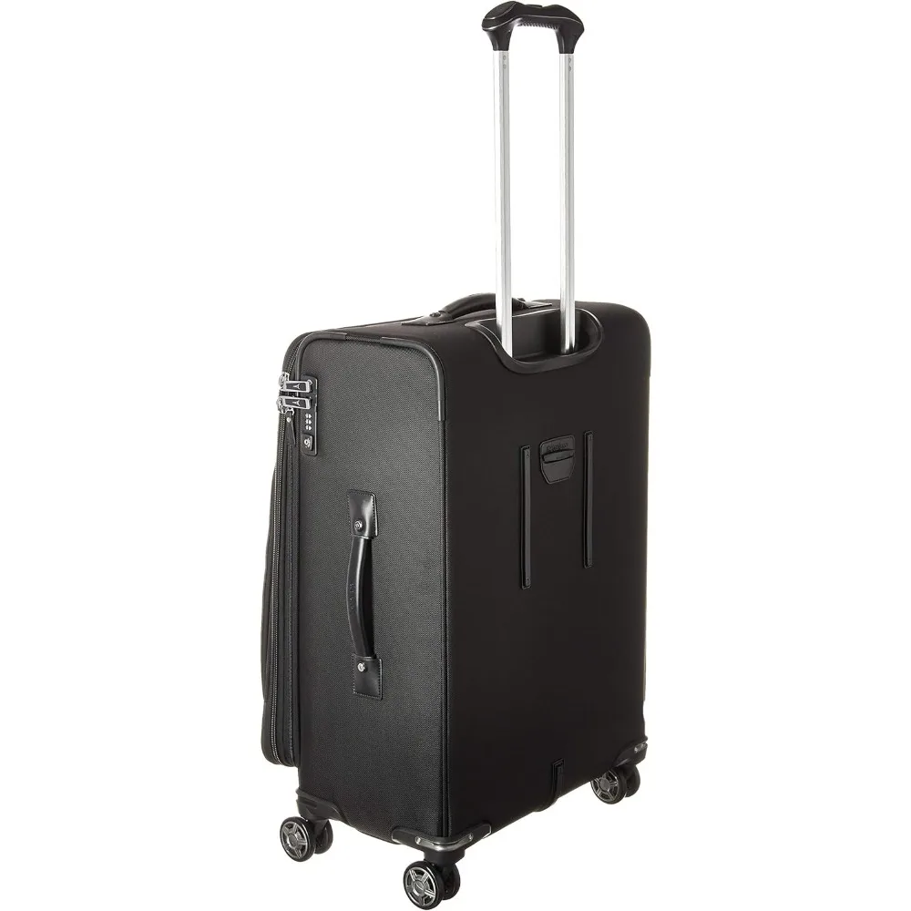 Platinum Elite Softside Expandable Checked Luggage, 8 Wheel Spinner Suitcase, TSA Lock, Men and Women, Shadow Black