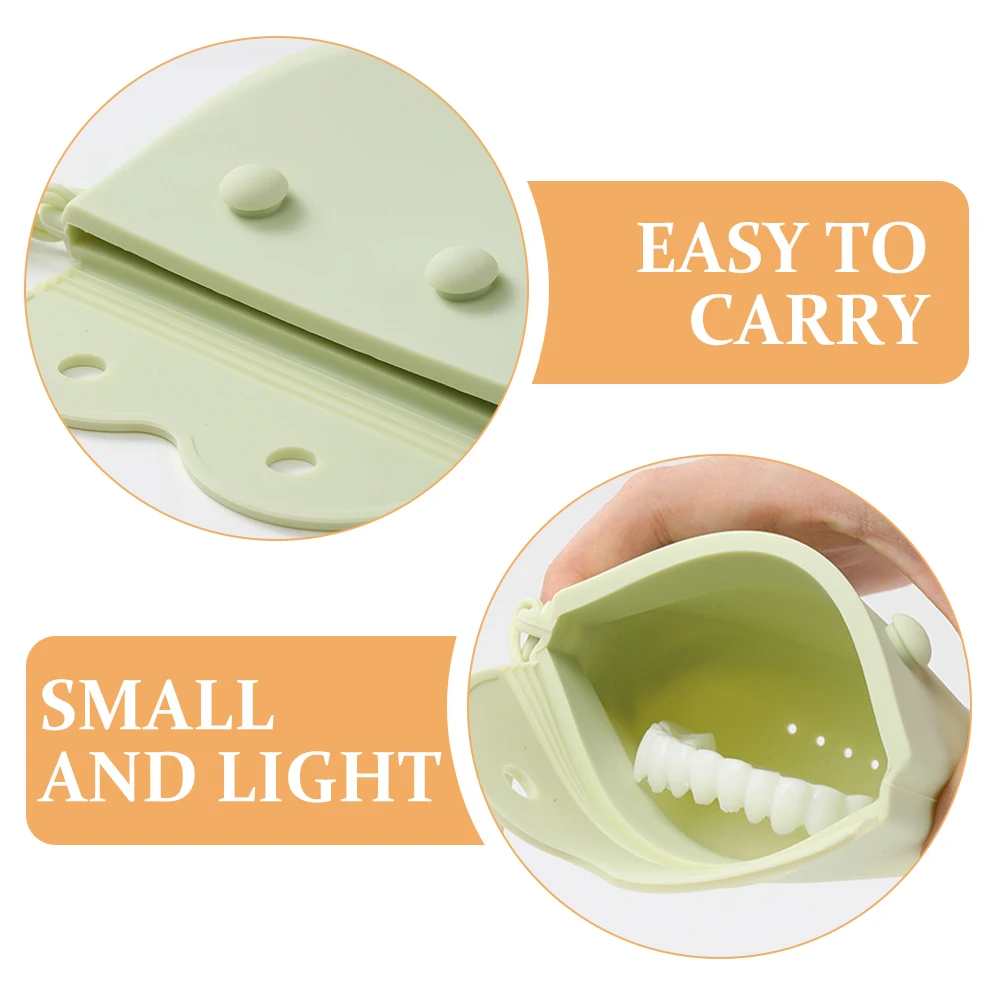 

Denture Case with Lanyard Silicone Retainer Holder Portable Storage for Dentures Retainers Mouthguards Travel Outdoor Daily Use