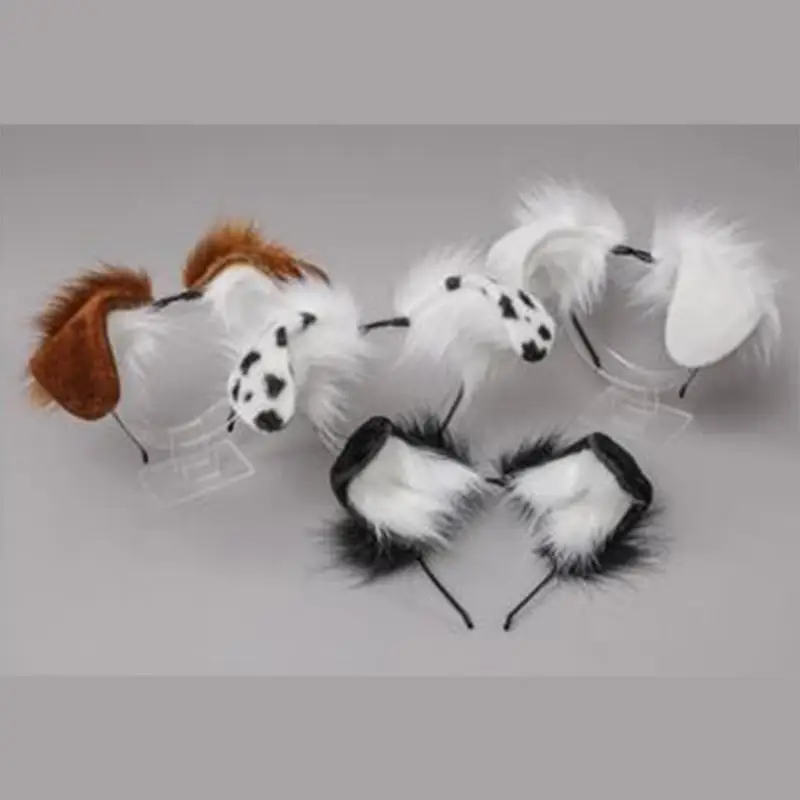 

X7XE Handmade Furry Headwear Animal Dog Ears Cosplay Party Costume Hair Accessories