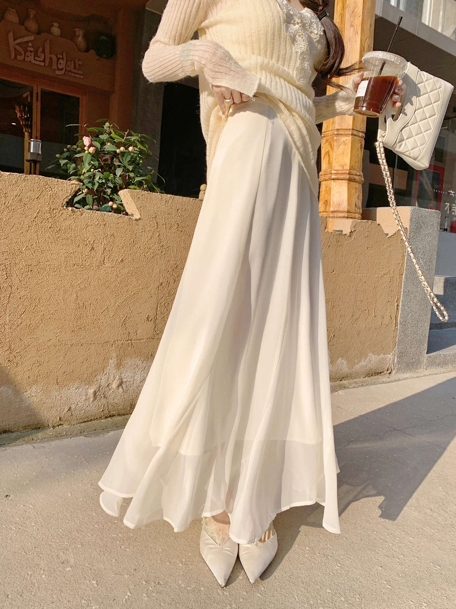 

Элегантная модная юбка миди для женщин, весна 2026, новый стиль, универсальная юбка-фея, стандартный крой, полиэстер