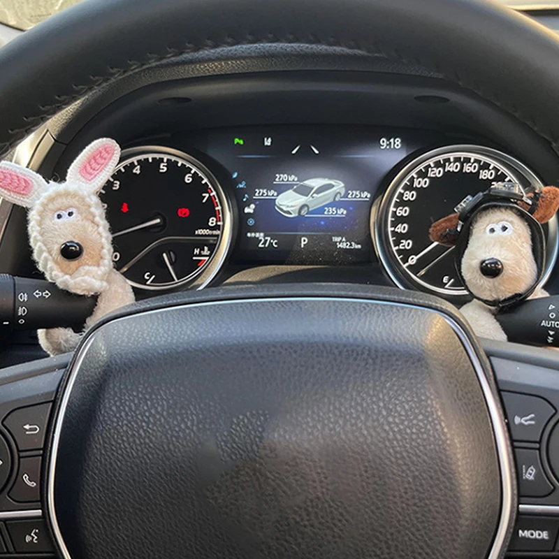 Plush Puppy Clutch Decoration Car Wiper Turn Signal Switch Decoration Cute Bowknot Dog Car Wiper Doll Interior Accessories