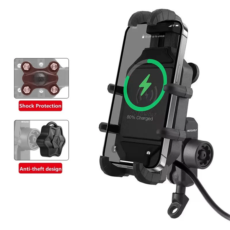Motorfiets Draadloos Opladen Telefoon Houder Cradle 3.0 Snellader GPS Moto Ondersteuning Mobiele Telefoon Stuur Mount voor 4-7 inch Telefoon