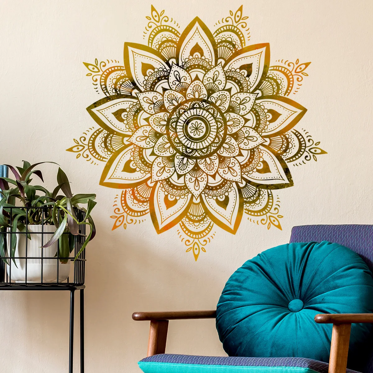 Mandala Lotus Winylowe naklejki ścienne w stylu boho do dekoracji salonu Akcesoria do sypialni Dekoracja ścienna Estetyczny wystrój pokoju