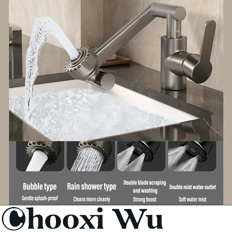 

CHOOXIWU-Robotic arm faucet bathroom splash-proof faucet toilet countertop basin hot and cold water faucet faucet accessories