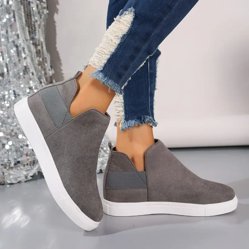 

New Women Platform Sneakers 2024 Autumn Height Increasing Sneakers Round Toe Women's Vulcanize Shoes Ladies Slip on Casual Shoes