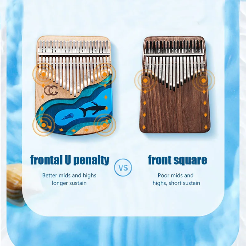 Kalimba 17 21 Tones Thumb Finger Piano Calimba All Solid Wood Ocean Whale Musical Instrument With Accessories Gifts For Beginner