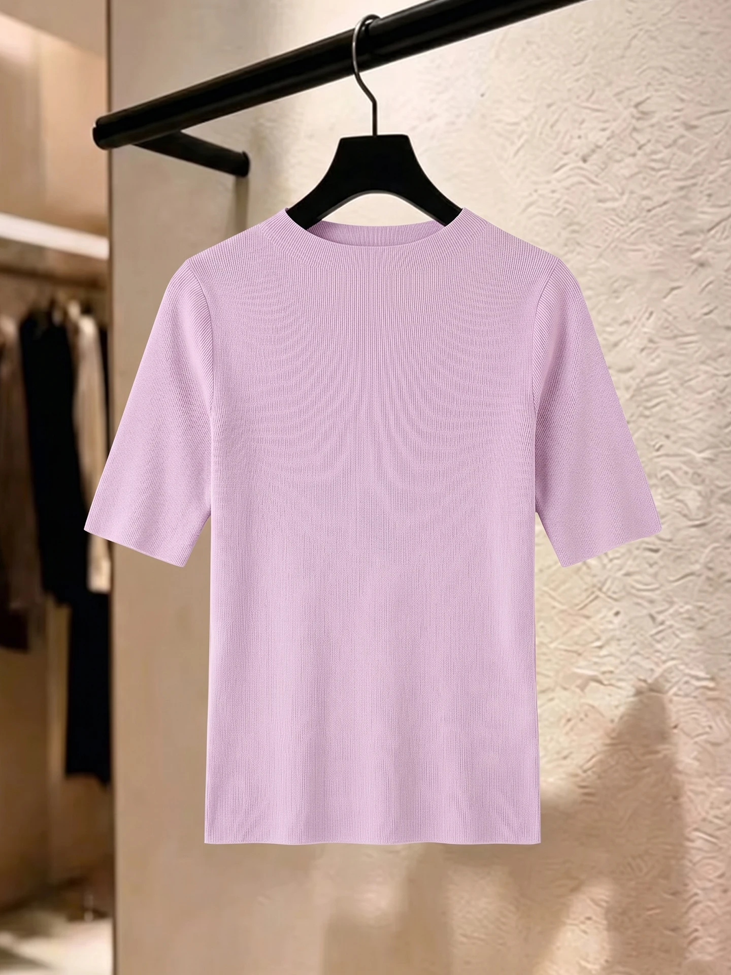 

Sweet Style Short Sleeve round Neck Knitted Top Skin-friendly Casual Summer Fashion Women's Clothing Comfortable Versatile Shirt
