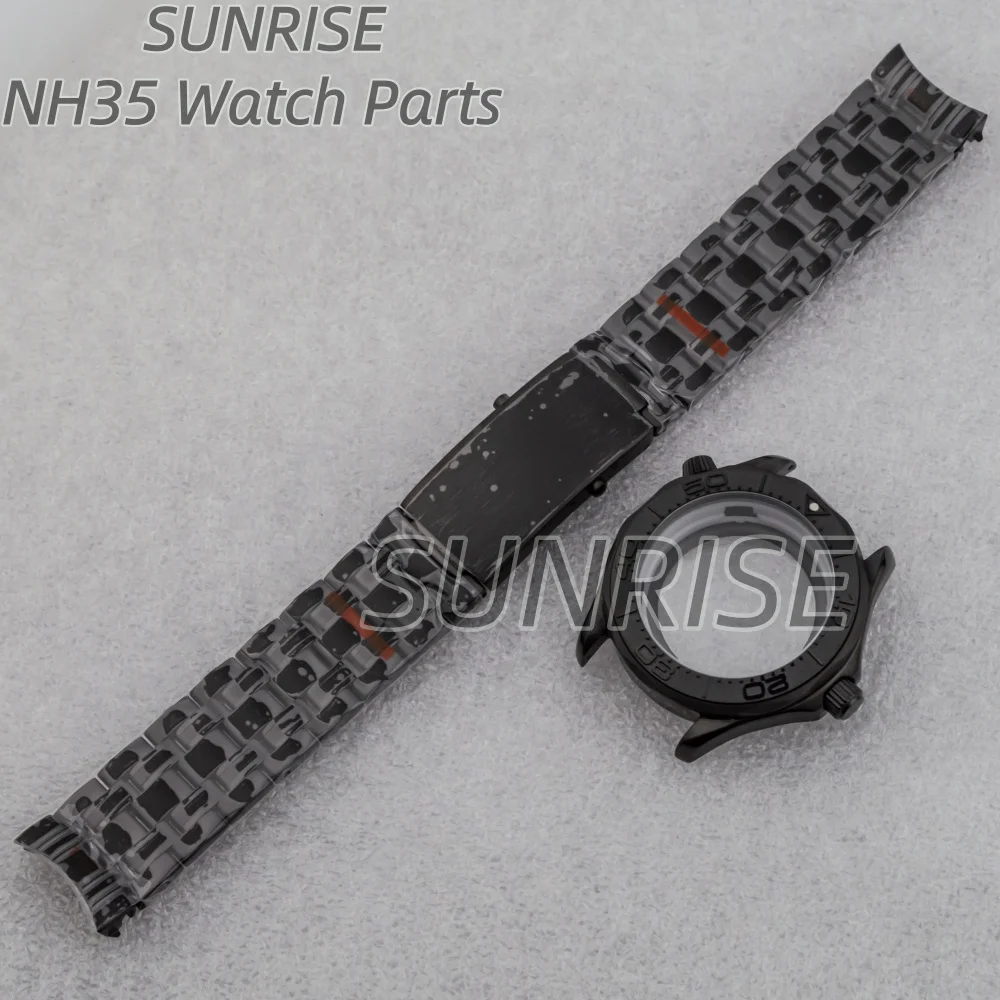 عالية الجودة 41 مللي متر وعاء من الستانليس ستيل الأسود ساعة حزام مقاومة للماء ل Nh35 Nh36 الحركة التلقائية الهاتفي ساماستر 300 #4