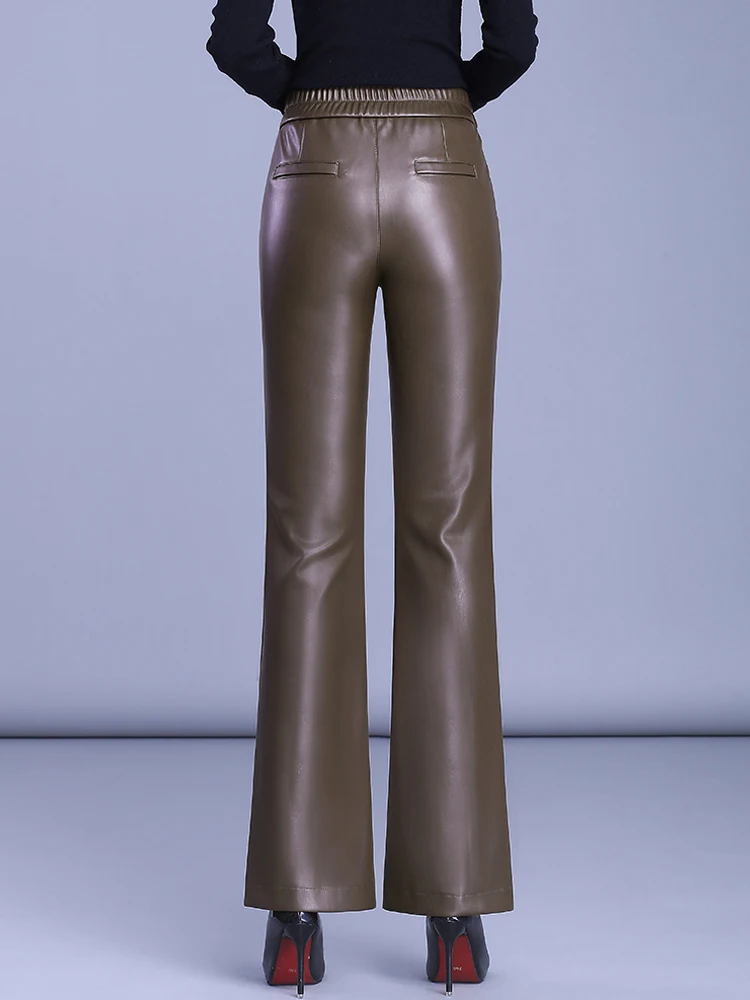 Women's high waisted micro flared pants 2025 autumn new style versatile slimming and casual solid nine cropped pants