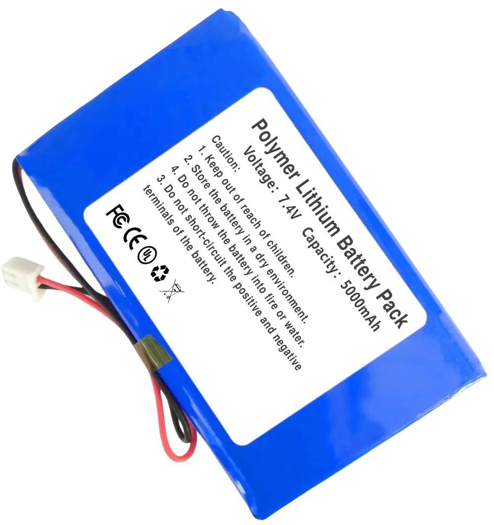 Rechargeable Lithium Polymer Battery Pack 7.4V 5000mAh Safe High-Capacity for Backup Power/Gadgets