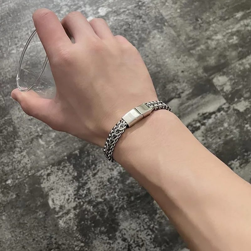 Hot Sale Double Layer Bracelet, Hip Hop Titanium Steel Thick Chain, Korean Streetwear Punk Minimalist Bracelet for Men