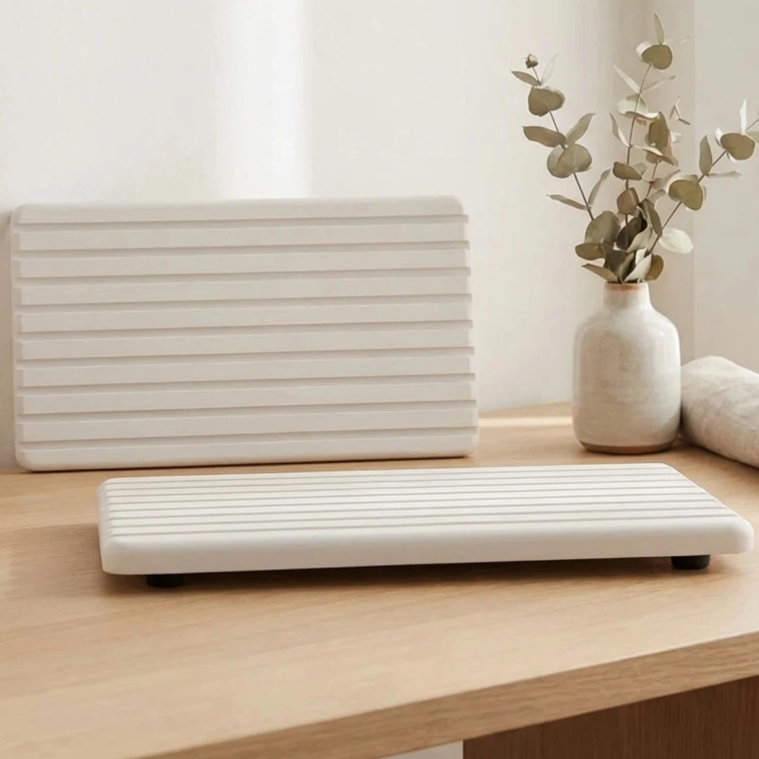 

2 шт. подставок из диатомита с рифлением – быстро впитывающий воду камень для мыла, растений и туалетных принадлежностей в современном доме