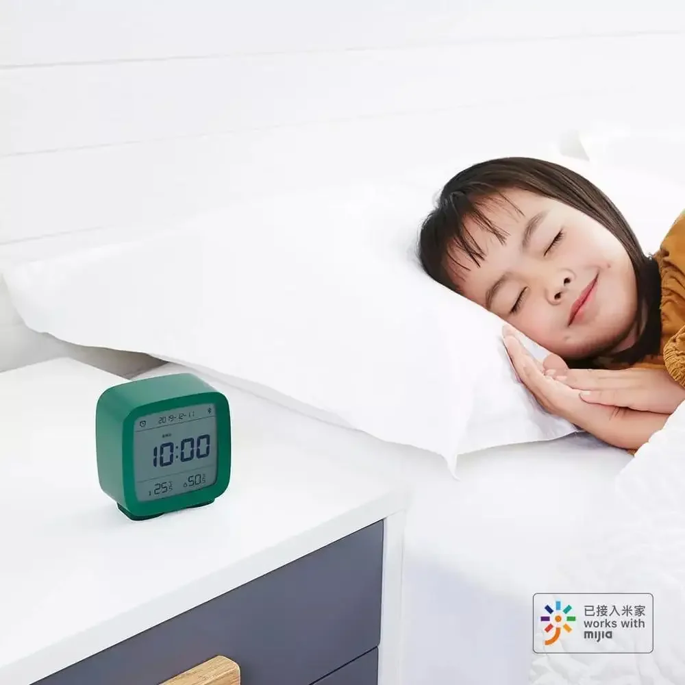 Qingping cleargrass นาฬิกาปลุกบลูทูธควบคุมอุณหภูมิความชื้นหน้าจอ LCD การแสดงผลแบบสมาร์ทไฟกลางคืนปรับได้