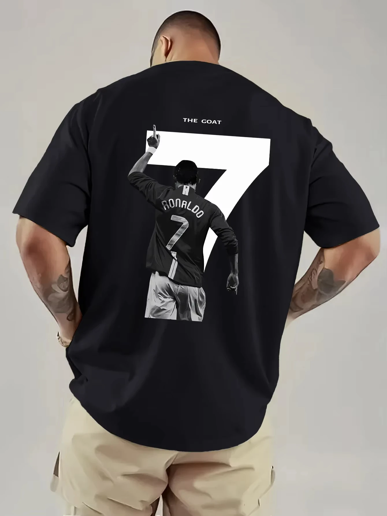 2026 Neuer Stil CR7 Cristiano Ronaldo Muster T-Shirt - Hochwertiges Modisches Lässiges Atmungsaktives Herren-Rundhals-T-Shirt mit Aufdruck