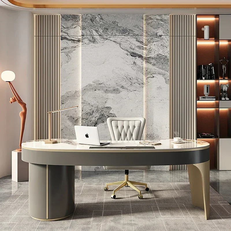 Modern, simple, advanced, retro leather art desk, light luxury rock desk, home creative writing desk