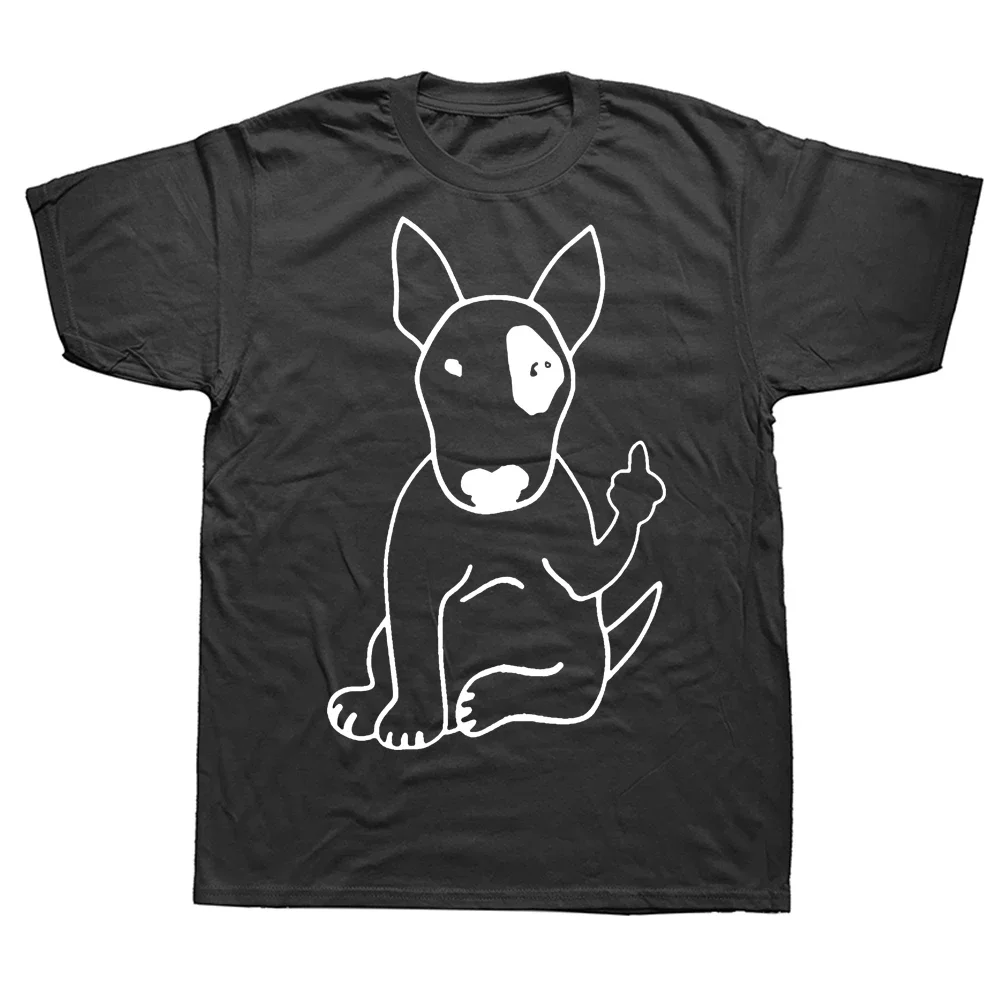 Novelty English Bull Terrier Middle Finger Dog Lover T Shirts Graphic Cotton Streetwear Short Sleeve Birthday Gifts T-shirt Men