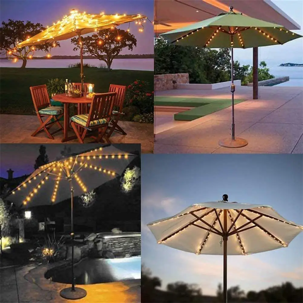 Buiten Paraplu Licht String 104 Led Waterdichte Kleuren Licht Met Afstandsbediening Voor Patio Schaduw Strand Tuin Decoratie