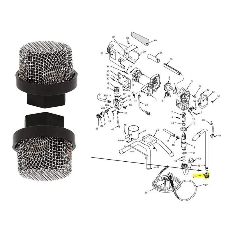 A98E-Airless Spray Filter Screen Set Black Filter Screen Spray Pump Inner Core Filter Screen