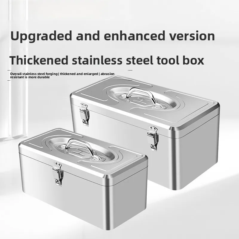 Heavy Duty Stainless Steel Double Layer Multifunction Tool Box Storage Case Large Portable Set Tool Chest Tool Organizer Box