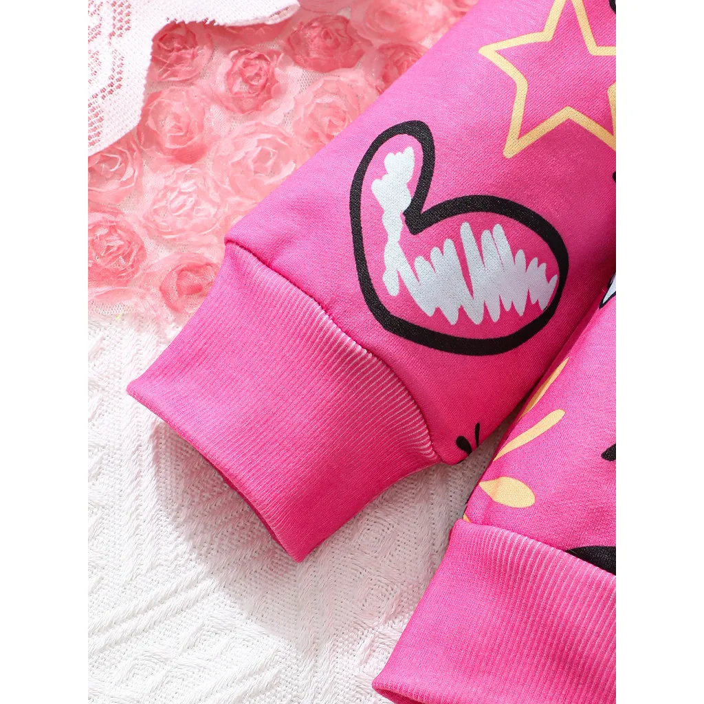 بلوزة لطيفة بأكمام طويلة مطبوعة يدويًا للفتيات من عمر 4 إلى 7 سنوات، ملابس يومية للفتيات الصغيرات، ملابس الخريف والشتاء