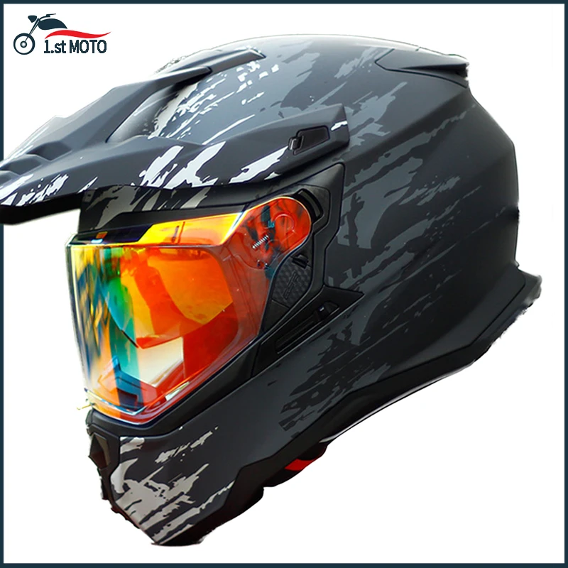 GSB Off-Road ATV Motorcyle Helmet ECE Certification Full Face Casco Motocross Capacete Red Lens Adjust Sun Visor Casque Rally