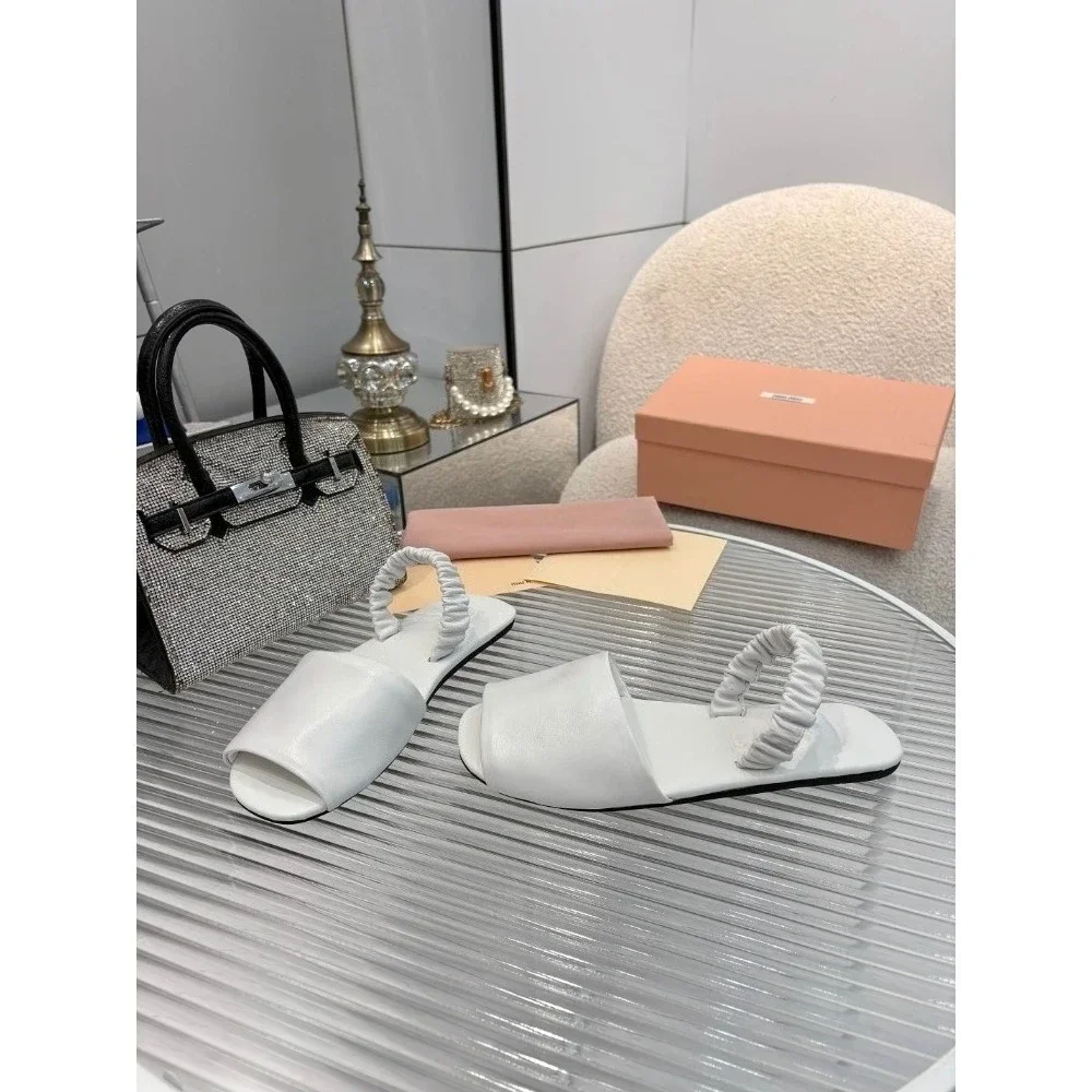 

Summer Hot-selling Sandals for Women Simple and Fashionable Fish-mouth Flat Shoes Sheepskin French Retro Luxury Gift