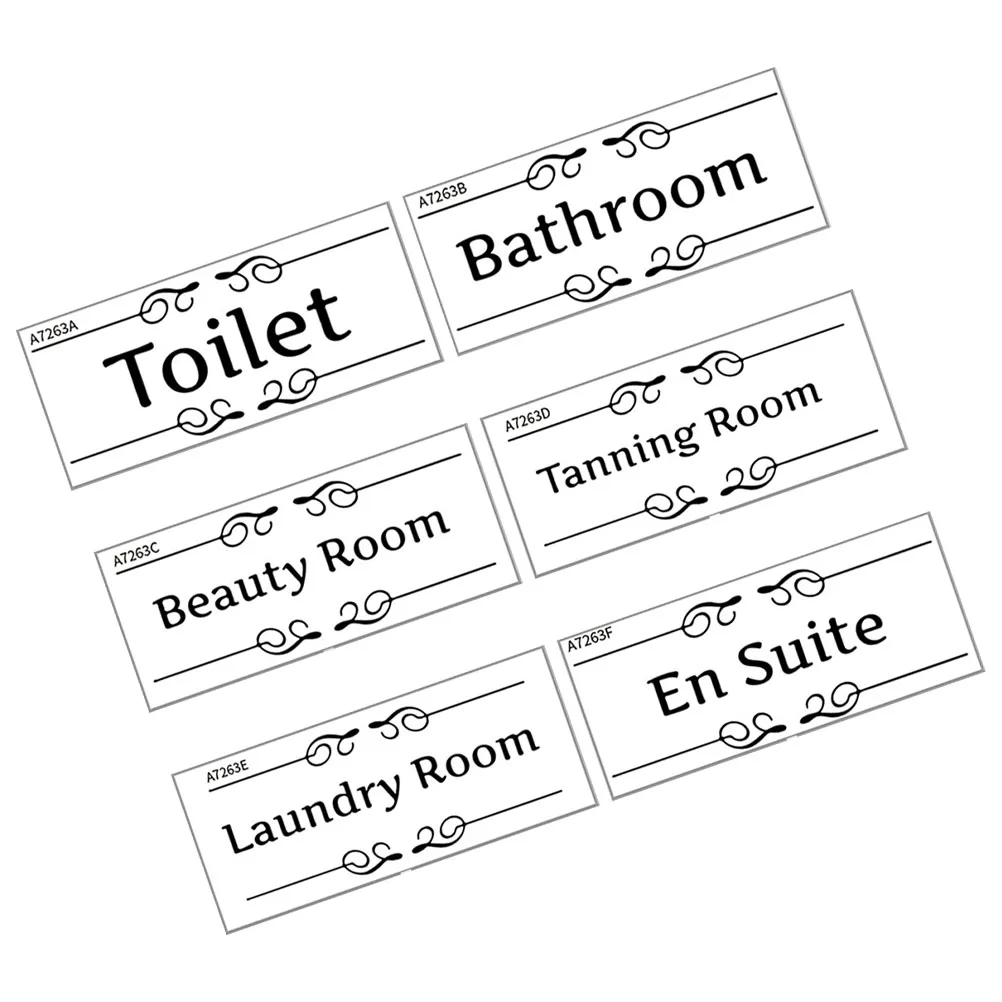 

6 pcs Door Stickers Bathroom Toilet PVC Adhesive Decals Home Decor Stickers For Bathroom Restroom Markers Waterproof