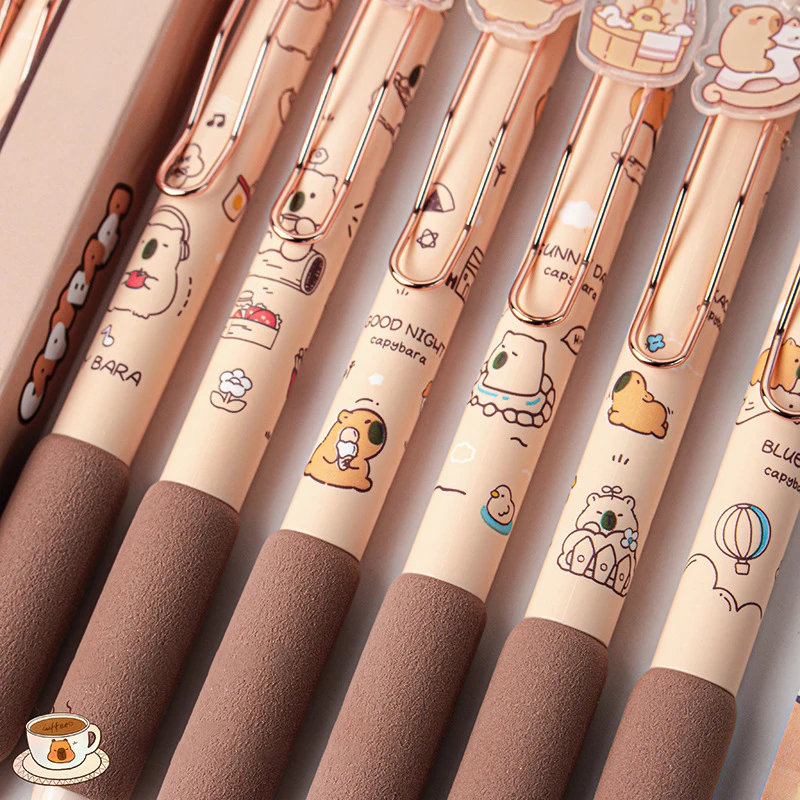 6 Stuks Schattige Kawaii Capybara Gel Pen Sneldrogend Schrijven Gladde Druk Neutrale Pennen Kantoorbenodigdheden Student Briefpapier Geschenken