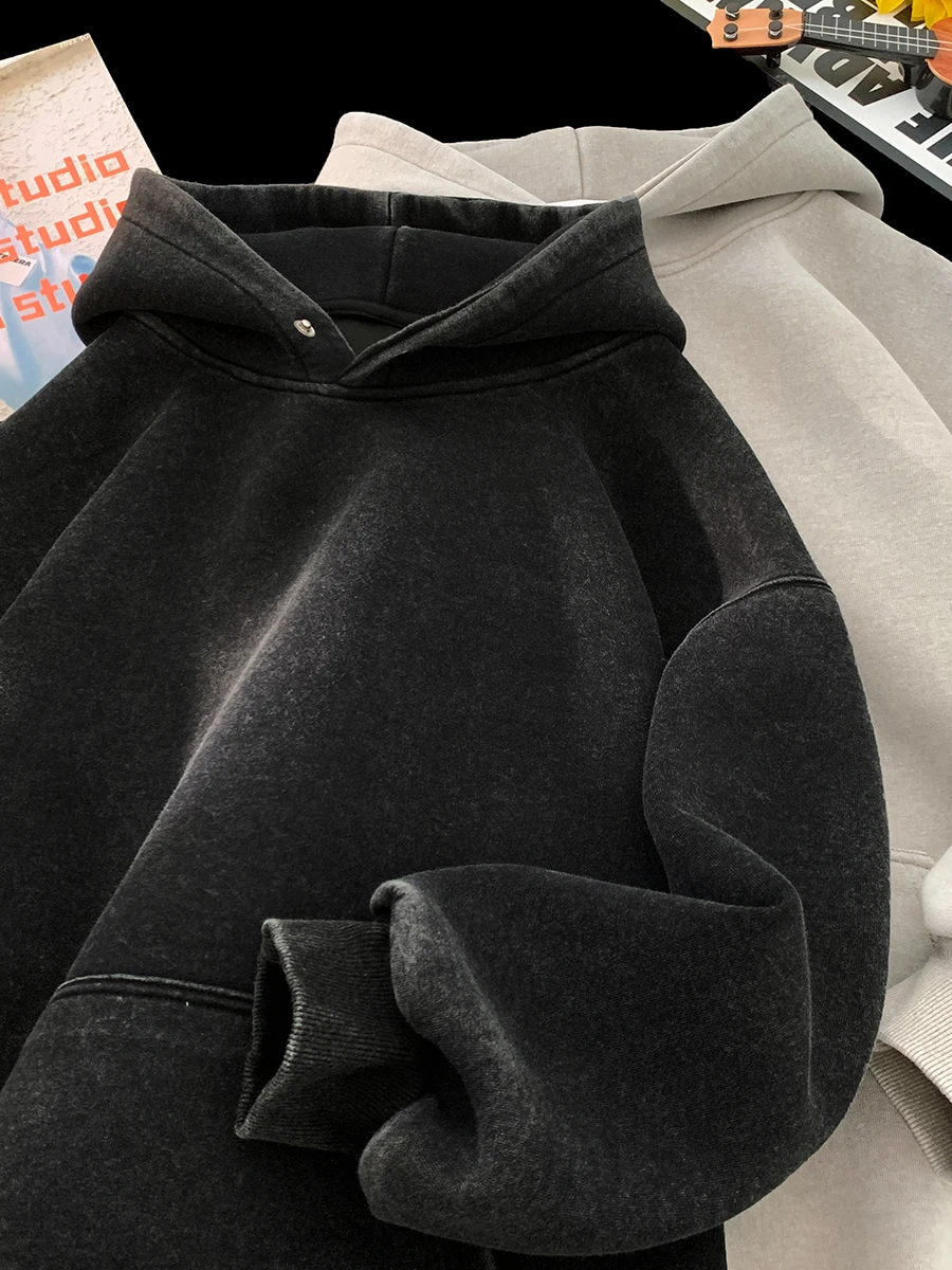 

Мужское худи American Waed Heavyweight, повседневное, свободного кроя, однотонное, весна-осень, комфортное, из смесового хлопка и полиэстера