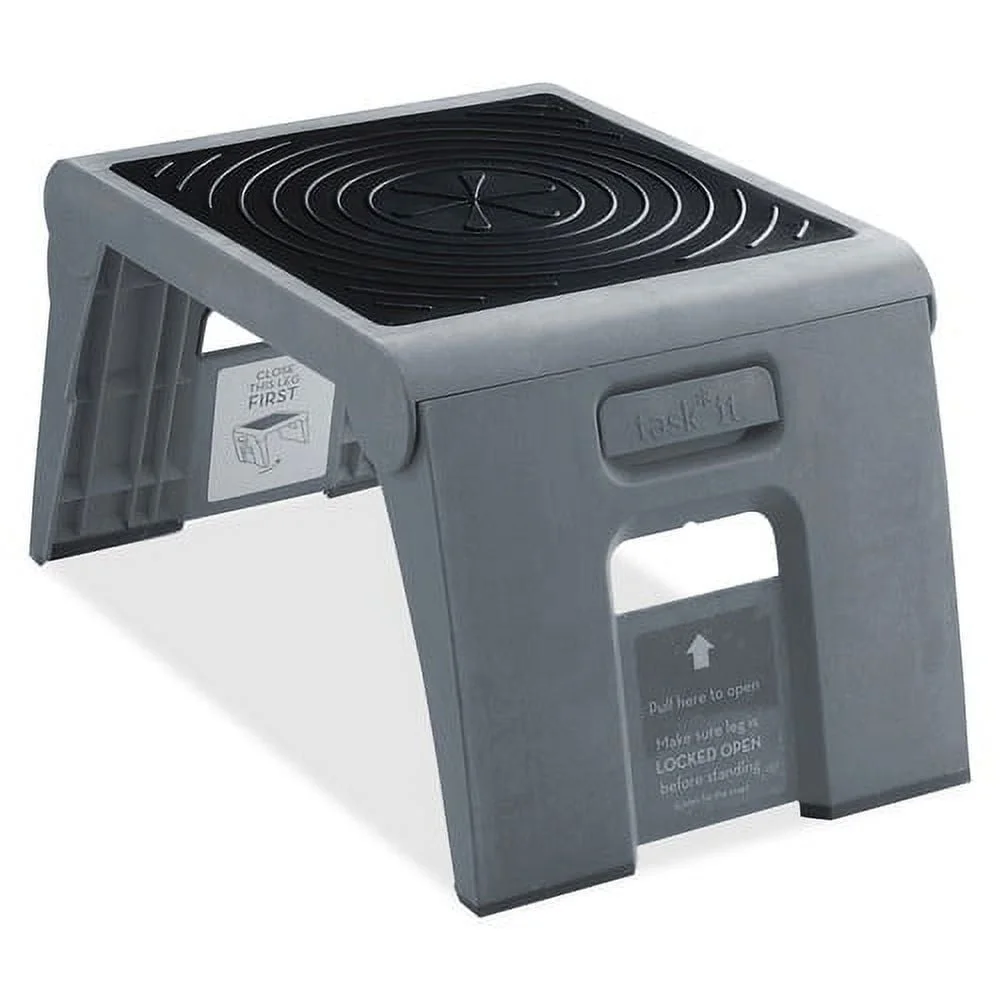 Nonslip Folding Step Stool Portable 250 lb Load High-Density Plastic Easy Storage Lightweight 1 Step Home Utility Use