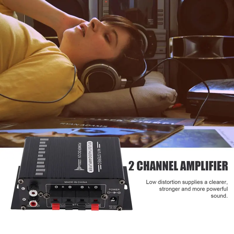 Power Amplifier Audio Karaoke Home Theater Amplifier 2 Channel Class D Amplifier USB/SD AUX Input