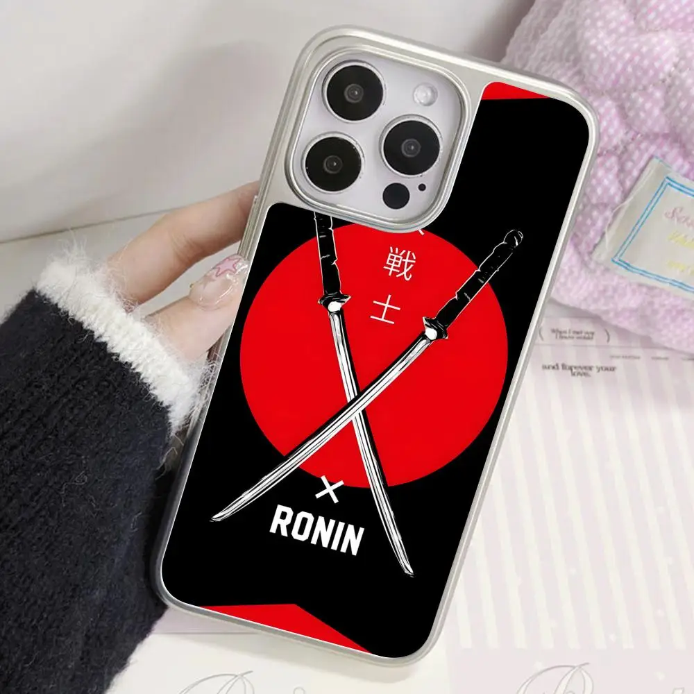 

Katana Samurai Ronin Sakura Phone Case for iPhone 17 16 15 14 13 12 11 Air Pro Max Plus Electroplated Silver Cover