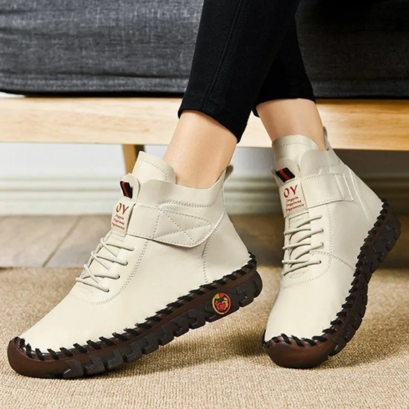 Fur Women Boots Winter Ankle Boots Hand Sewing Thread Mom Cotton Shoes for Women 2024 New Waterproof Short Snow Boot Botas Mujer