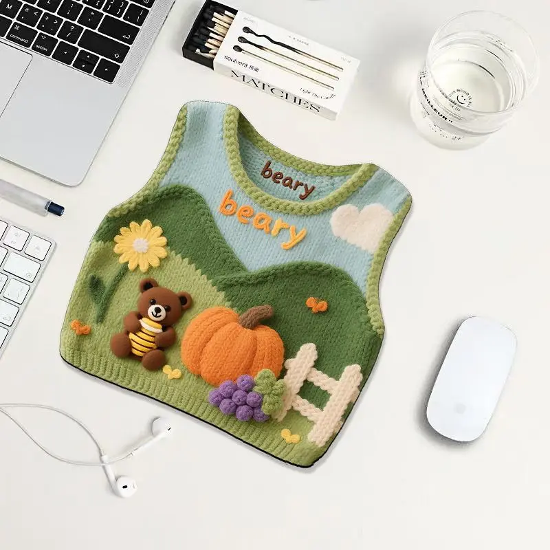 Cute sweater print mouse pad personality office dormitory high appearance level PC mat portable non-slip rug desktop decoration